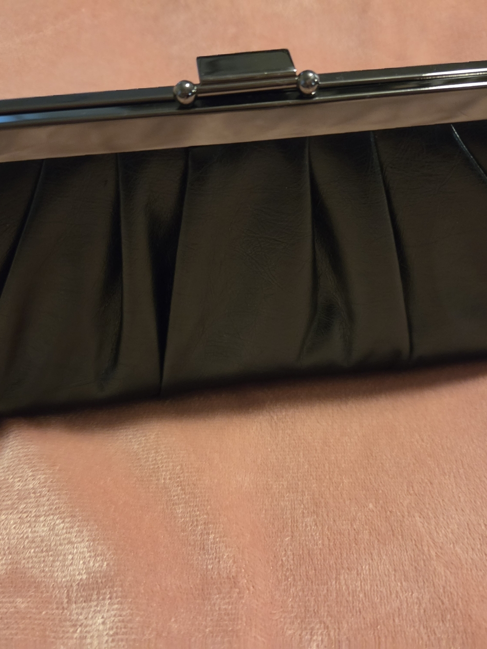 Gunne Sax Black Pleated Frame Clutch